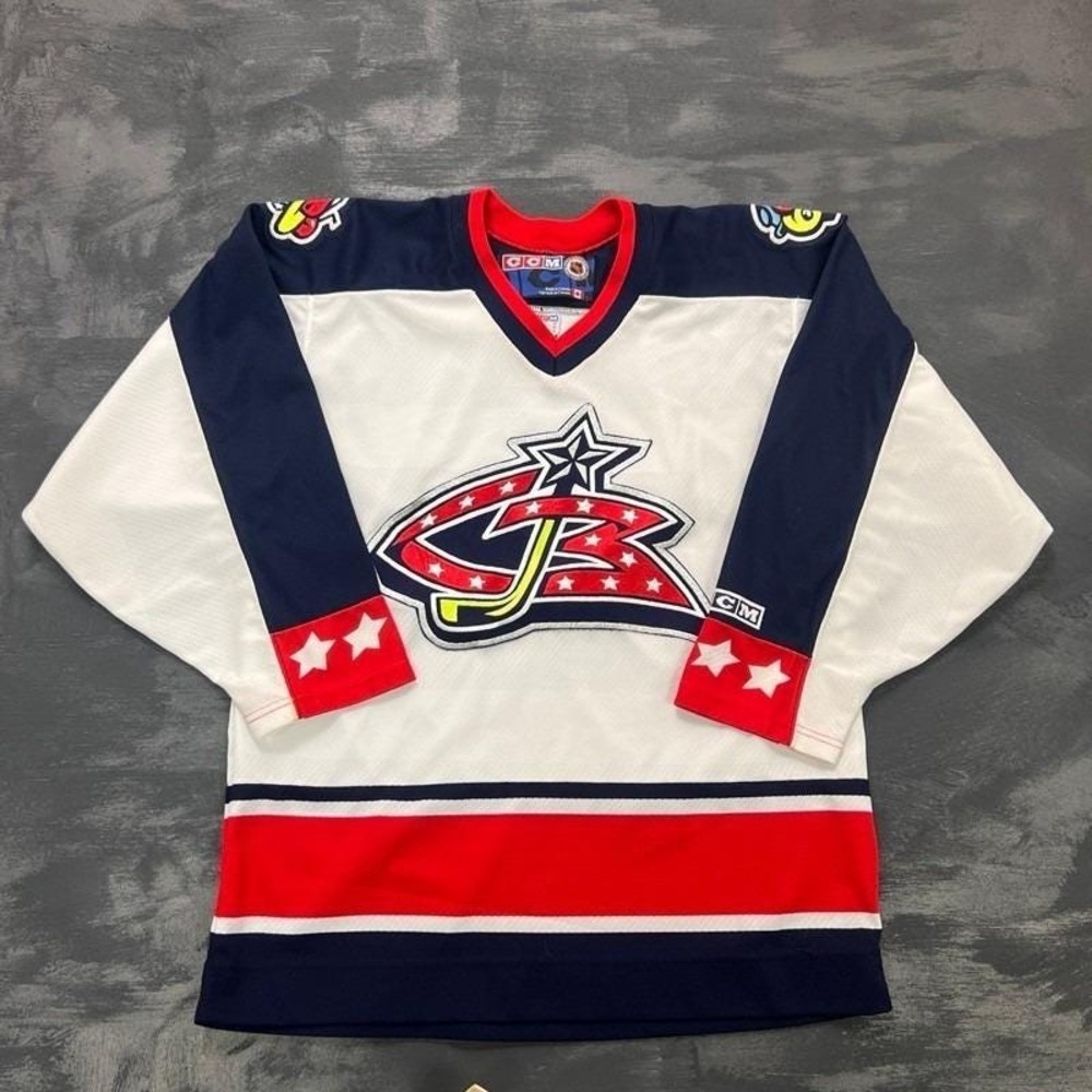 Vintage‎ Columbus Blue Jackets Jersey Mens Medium White 1990s CCM NHL